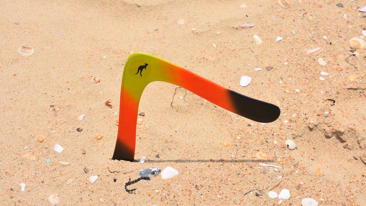 Aussie Arrow Boomerang in sand 