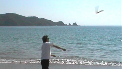 The Aussie Magic Sport Boomerang being thrown at the sea